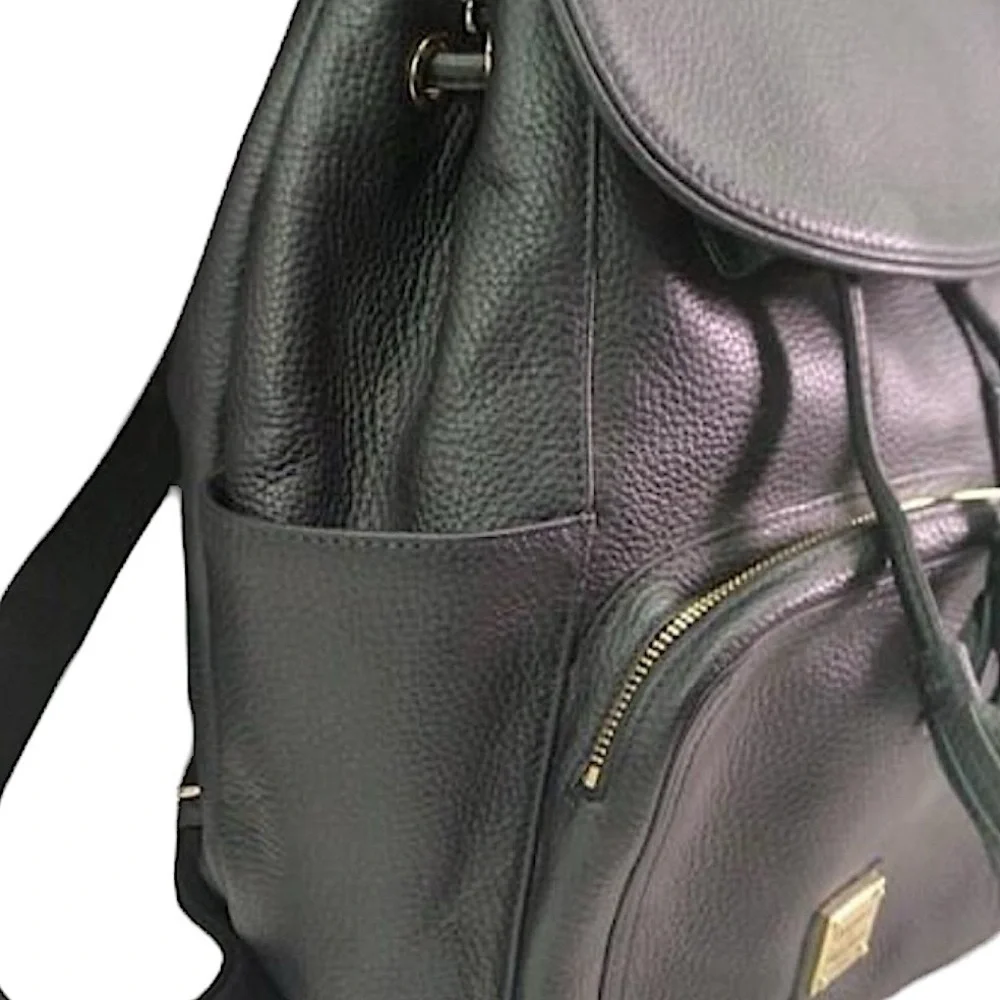 Y2K Black Leather Dooney & Bourke XL Backpack with Pink Lining